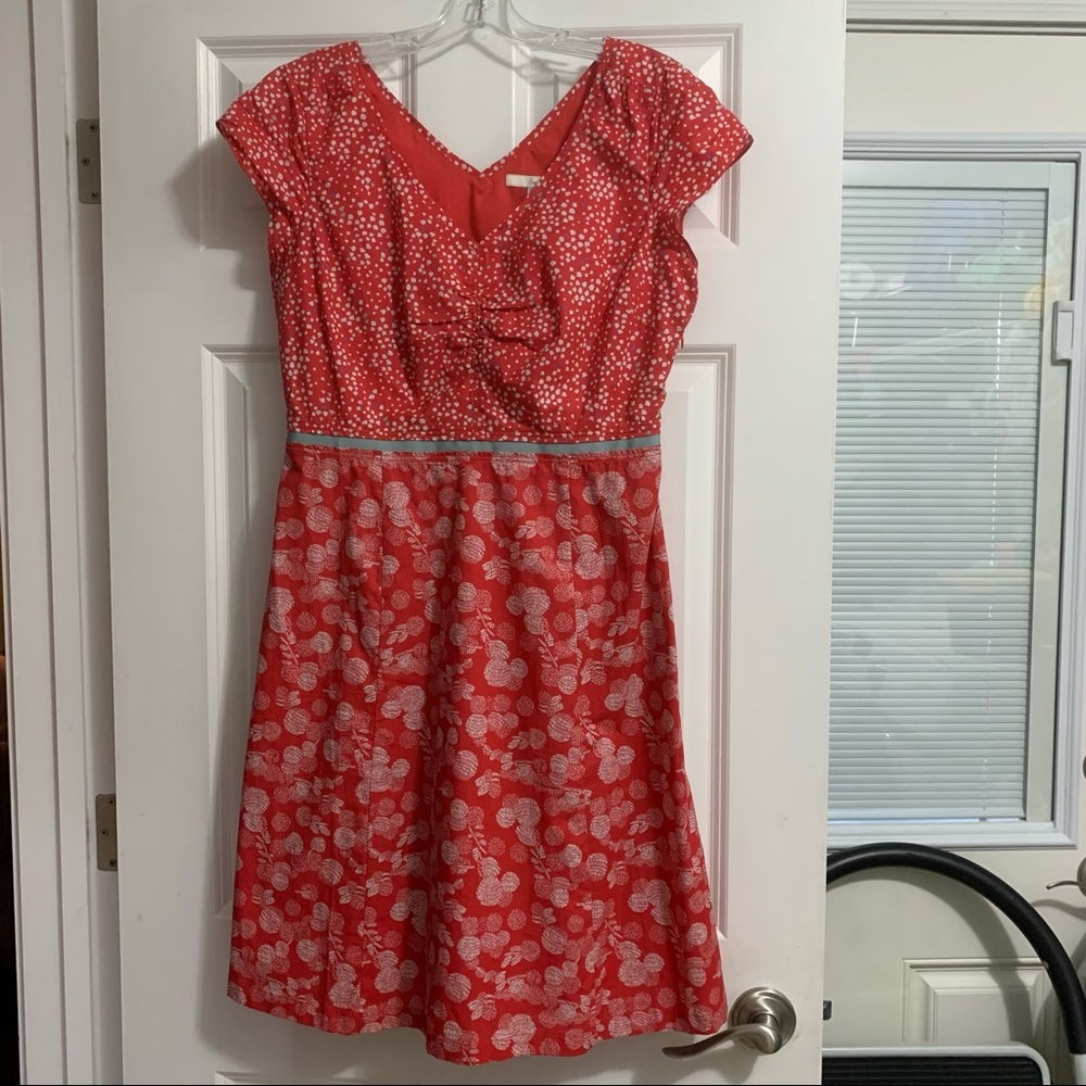 Boden Hotchpotch Floral Print Midi Dress Size 8R EUC 100% Cotton